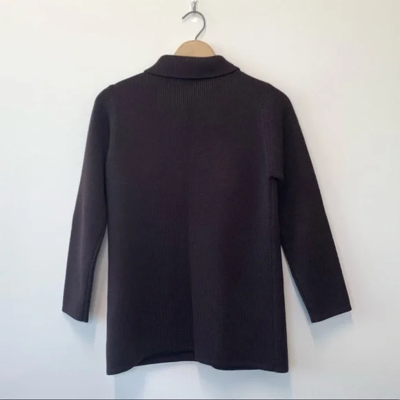 Vintage 70s? Jaeger Brown Wool Button Up Sweater Jacket Point Collar Size 38 - Picture 11 of 12